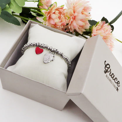 HUMAN HEART - Bracciale con cuore anatomico e nodini ACCIAIO INOSSIDABILE