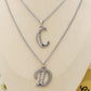 ENGLISH LUXURY INITIAL ~ Collana UNISEX maxi iniziale XL zirconata corsiva + catena diamantata o veneziana