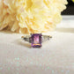 SHIVA ~ Anello regolabile in Ametista taglio rettangolare naturale con cubic zirconia