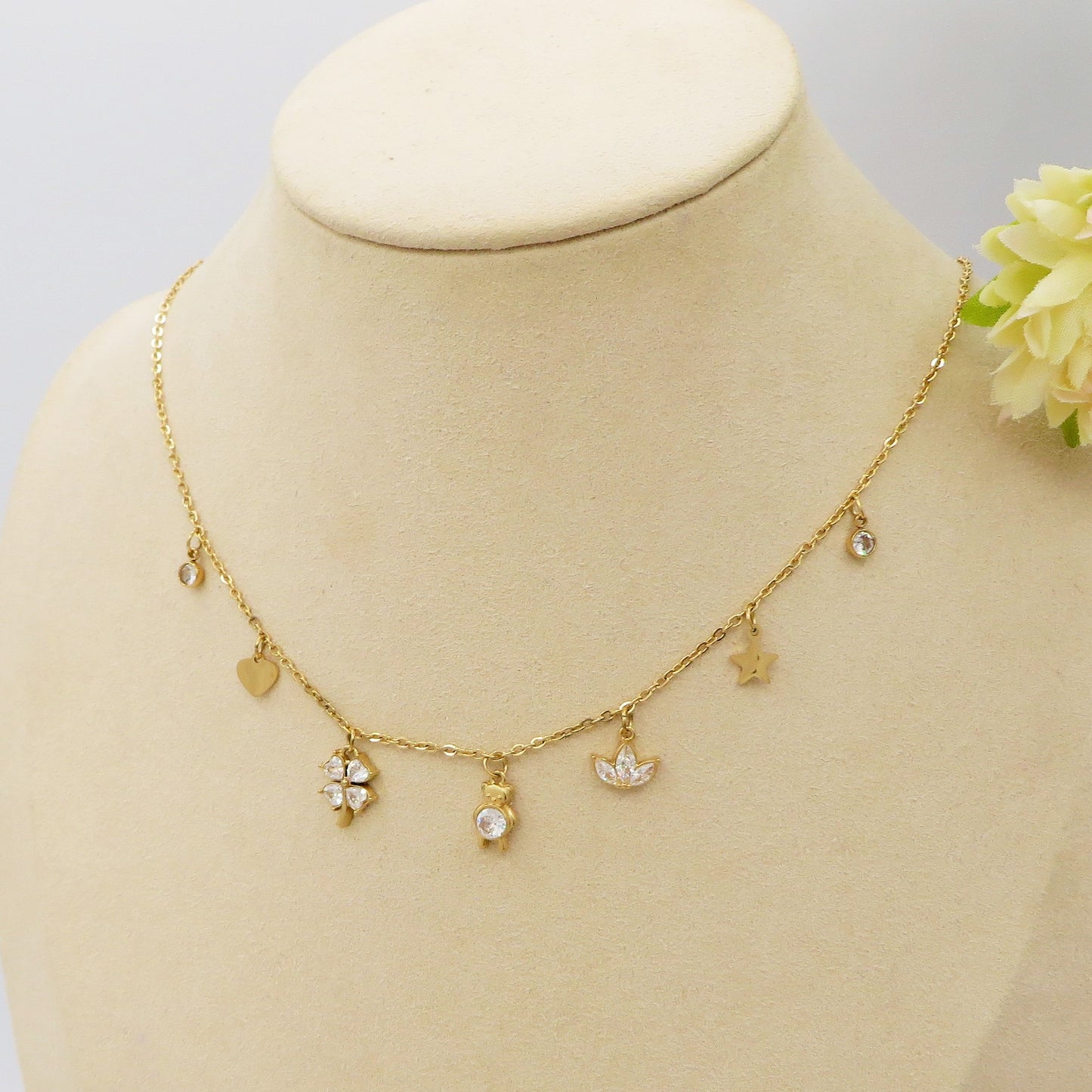 SWEET - ACCIAIO INOSSIDABILE- Collana con pendenti in cubic zirconia