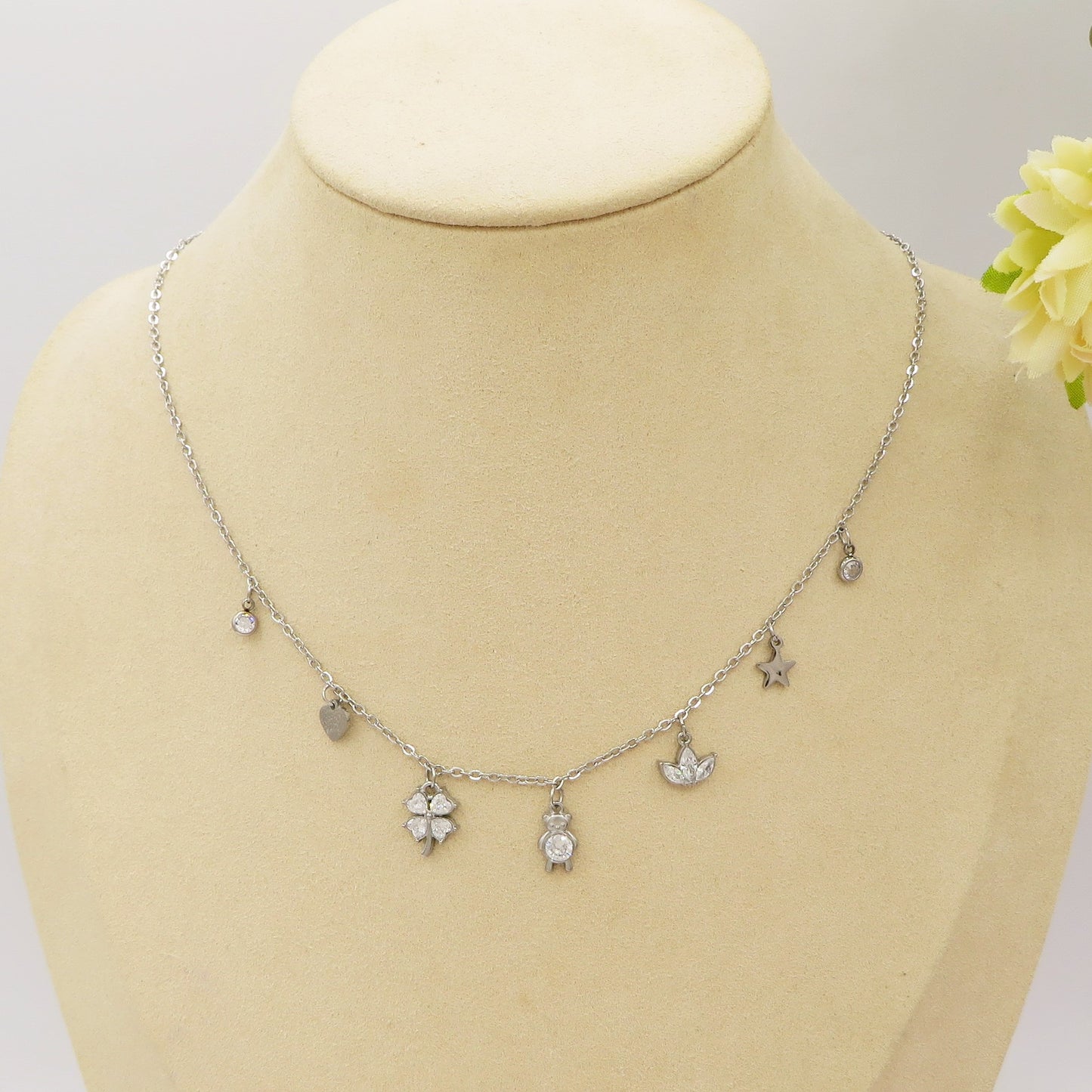 SWEET - ACCIAIO INOSSIDABILE- Collana con pendenti in cubic zirconia