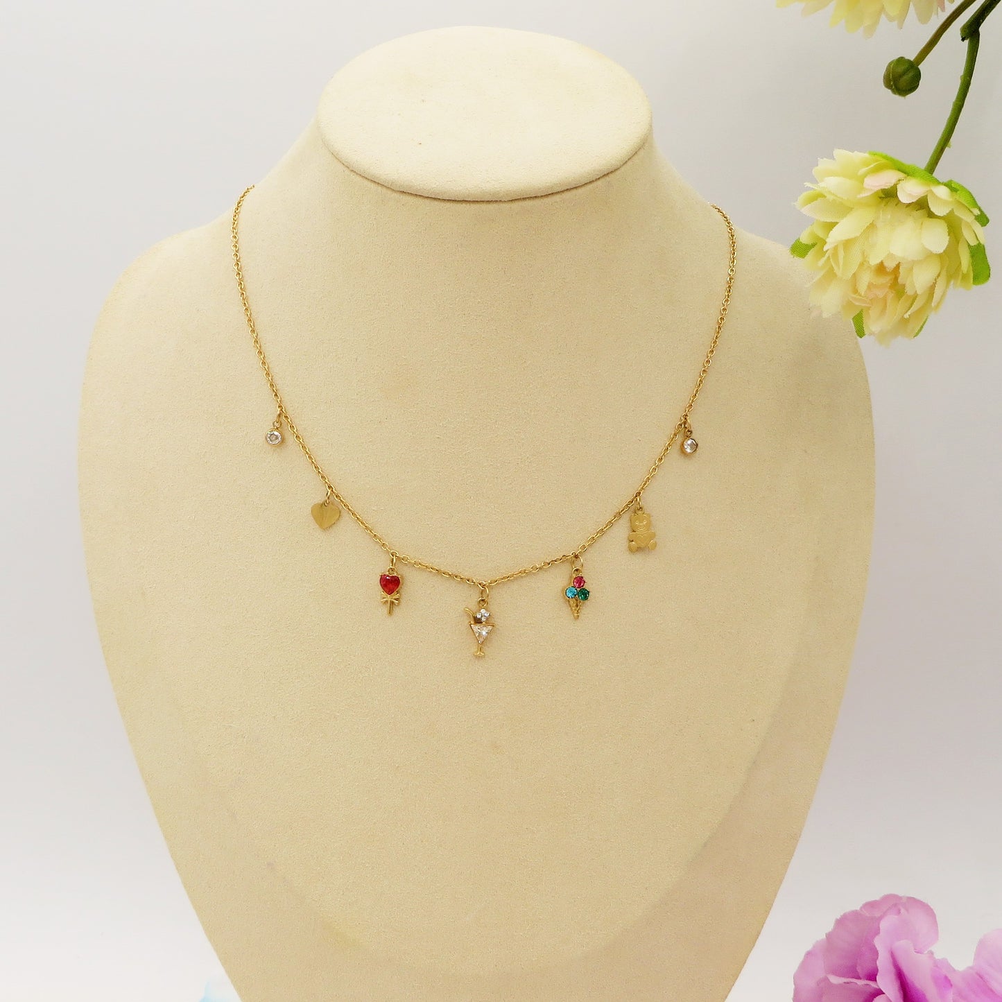 CANDY - ACCIAIO INOSSIDABILE - Collana con pendenti in cubic zirconia
