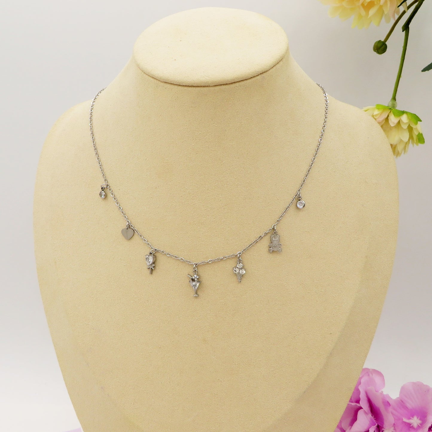 CANDY - ACCIAIO INOSSIDABILE - Collana con pendenti in cubic zirconia