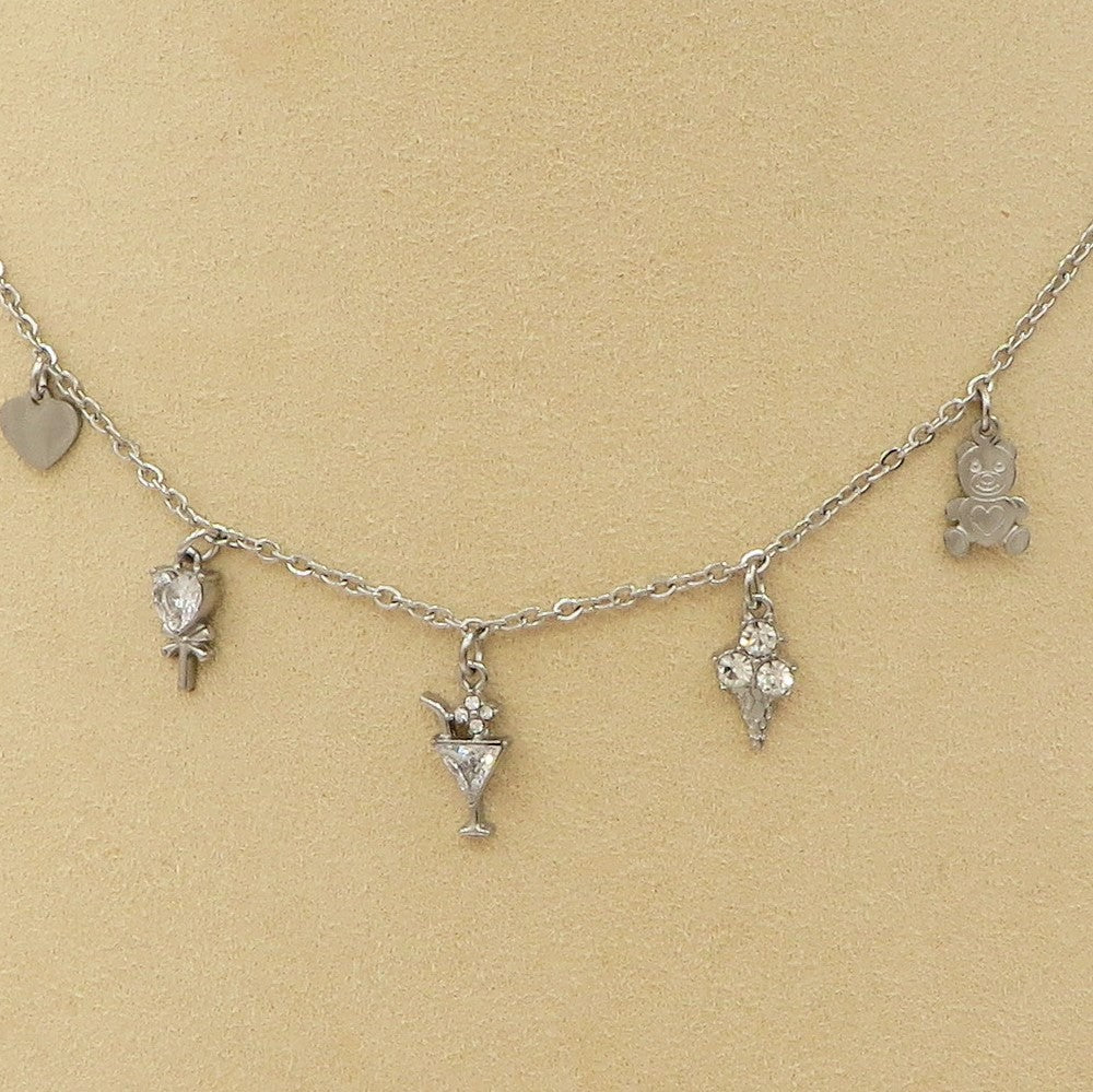 CANDY - ACCIAIO INOSSIDABILE - Collana con pendenti in cubic zirconia