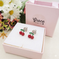 CHERRIES SHINE ~ Orecchini Ciliegie a lobo in ACCIAIO inossidabile + cubic zirconia