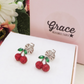 CHERRIES SHINE ~ Orecchini Ciliegie a lobo in ACCIAIO inossidabile + cubic zirconia