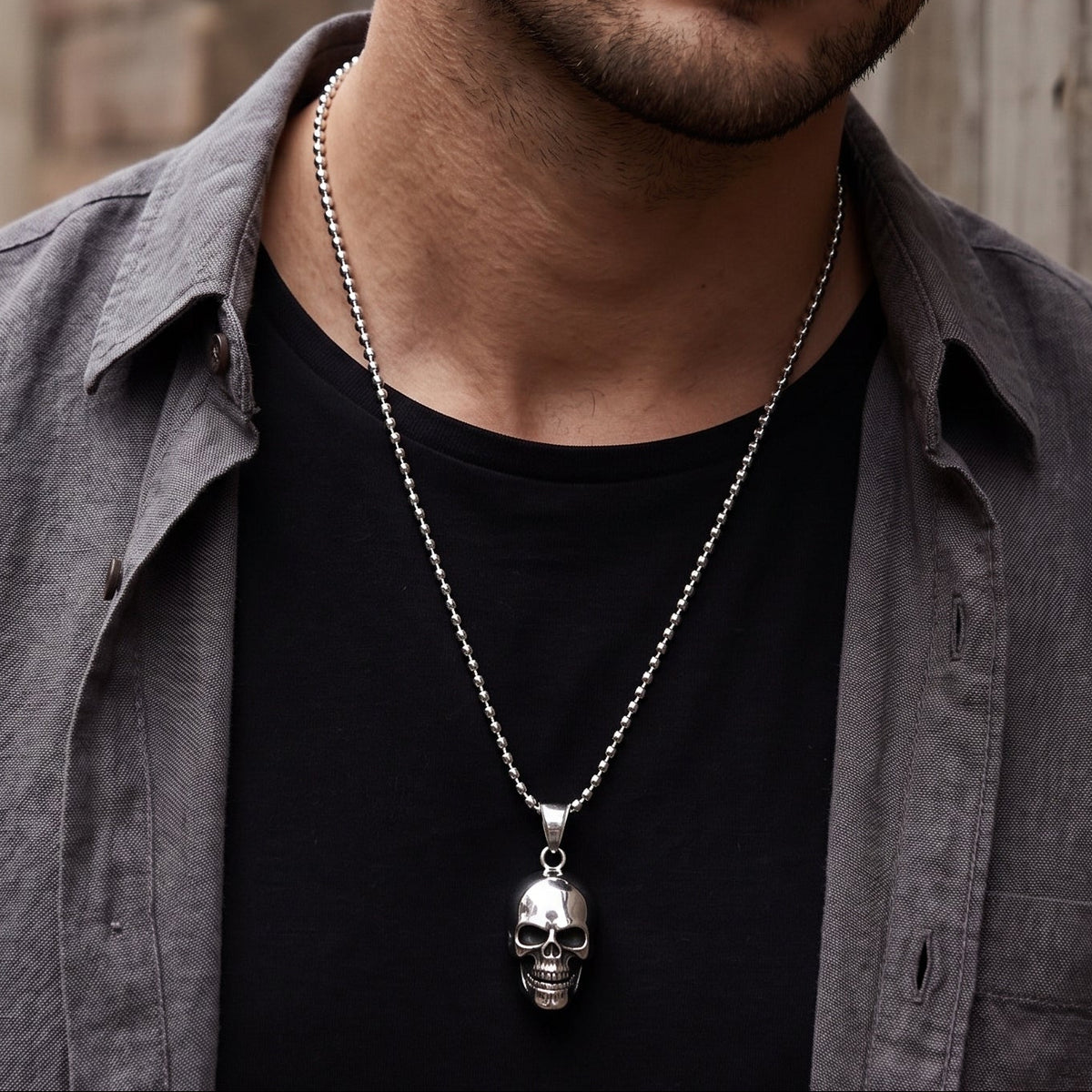 Collana pendente SKULL uomo ACCIAIO