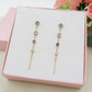 DREAMY ~ paio Orecchini ACCIAIO INOSSIDABILE pendenti zirconati stile saliscendi
