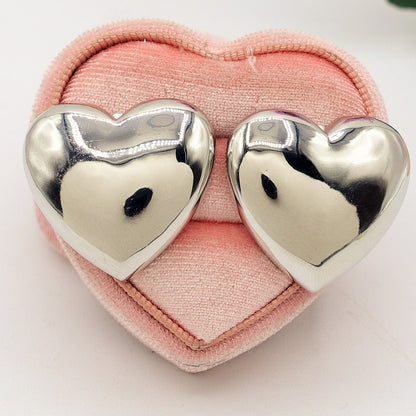 LOVE STUDS ~ paio orecchini ACCIAIO INOSSIDABILE maxi cuore bombè