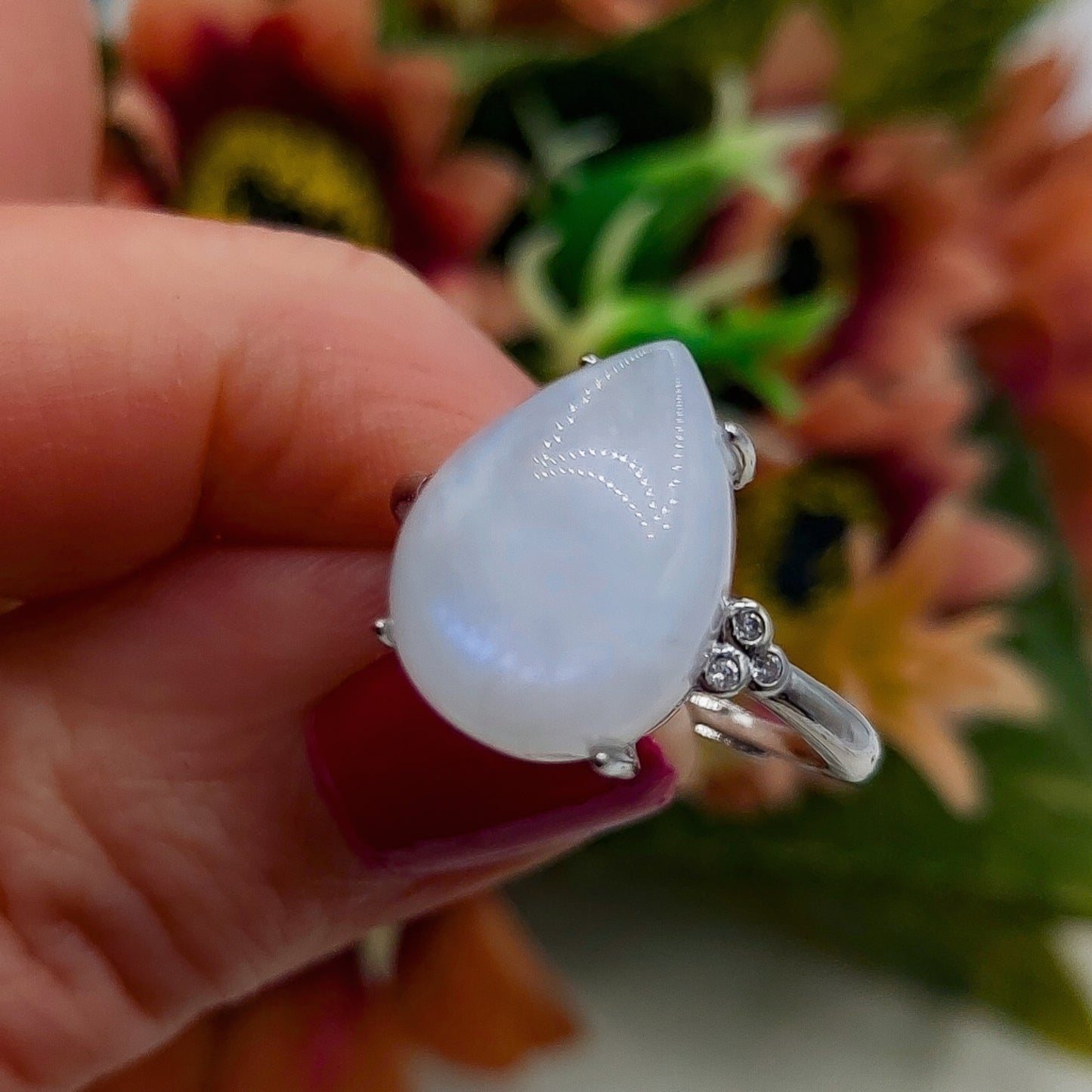 DEVA drop ~ Anello regolabile in Pietra di Luna - Moon Stone naturale