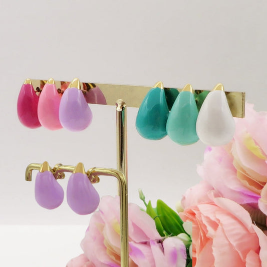 DROP SPRING COLOURS XS 2cm - ACCIAIO  inossidabile ~ PAIO Orecchini goccia bombe' smaltati