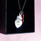 SACRED LUCKY ~ Collana charms cuore sacro e cornetto - ACCIAIO  inossidabile