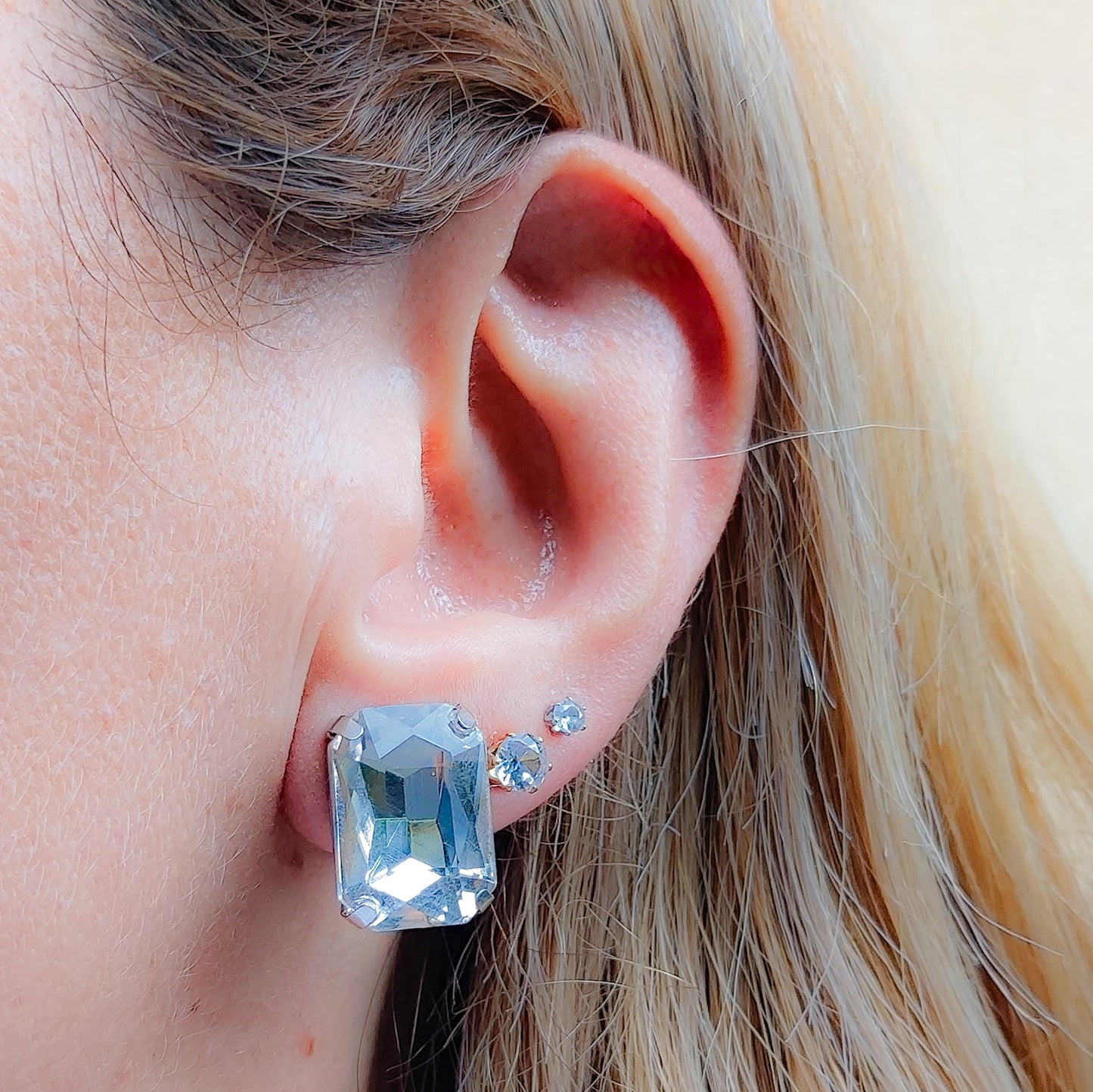 MARGOT STUDS A CLIP - ACCIAIO INOSSIDABILE  - Orecchini bottone con pietre sfaccettate - SENZA BUCO