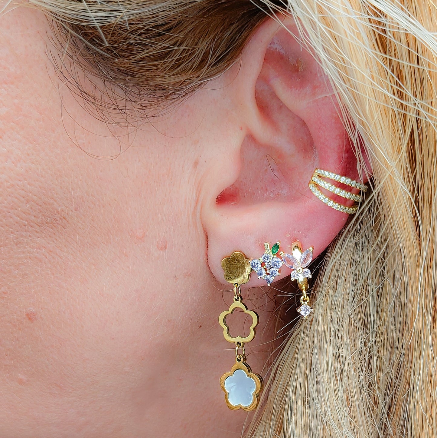 TIA Earcuff 3 fili in ARGENTO 925 - Earcuff con cubic zirconia