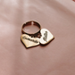 Big Hearts Ring - PERSONALIZZAMI ~ Anello doppio cuore pendente in acciaio inossidabile + INCISIONE PERSONALIZZATA
