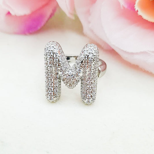 Anello iniziale BUBBLE ~ Anello regolabile  zirconato in cubic zirconia
