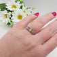 ESME ~ Anello regolabile in ACCIAIO INOSSIDABILE con CUBIC ZIRCONIA rainbow colours
