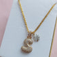 BUBBLE LUXURY INITIAL ~ Collana maxi iniziale bombata zirconata bubble + catena diamantata torchon + pendente a scelta