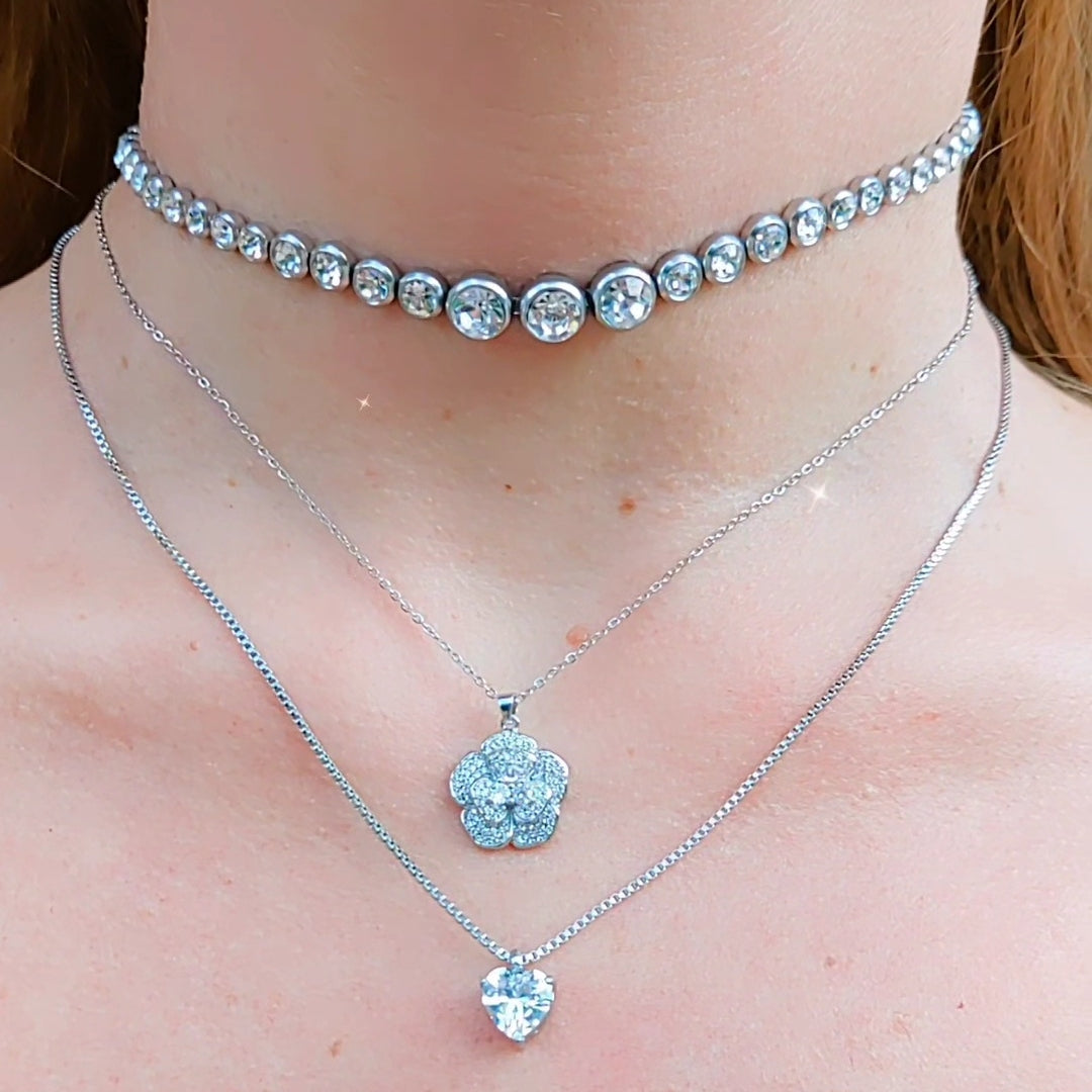 ANNIE - ACCIAIO INOSSIDABILE - Collana con cuore in cubic zirconia