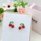 CHERRIES STUDS ~ Orecchini Ciliegie a lobo + cubic zirconia