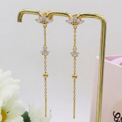 FAIRY MARQUISE ~ paio Orecchini ACCIAIO INOSSIDABILE pendenti zirconati stile saliscendi