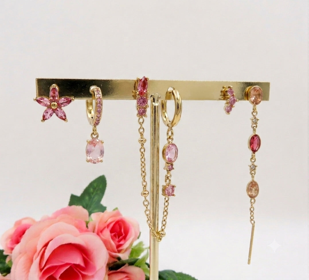 SHANAYA SET - ACCIAIO INOSSIDABILE - 6 Orecchini pendenti in cubic zirconia