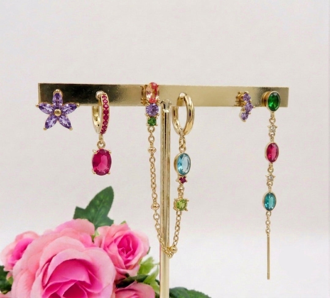 SHANAYA SET - ACCIAIO INOSSIDABILE - 6 Orecchini pendenti in cubic zirconia