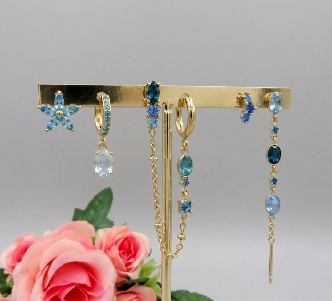 SHANAYA SET - ACCIAIO INOSSIDABILE - 6 Orecchini pendenti in cubic zirconia