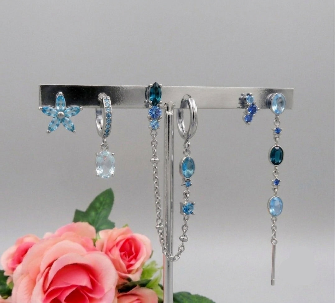 SHANAYA SET - ACCIAIO INOSSIDABILE - 6 Orecchini pendenti in cubic zirconia