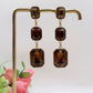 MARGOT DOUBLE SQUARE ~ ACCIAIO INOSSIDABILE ~ Orecchini pendenti con pietre sfaccettate