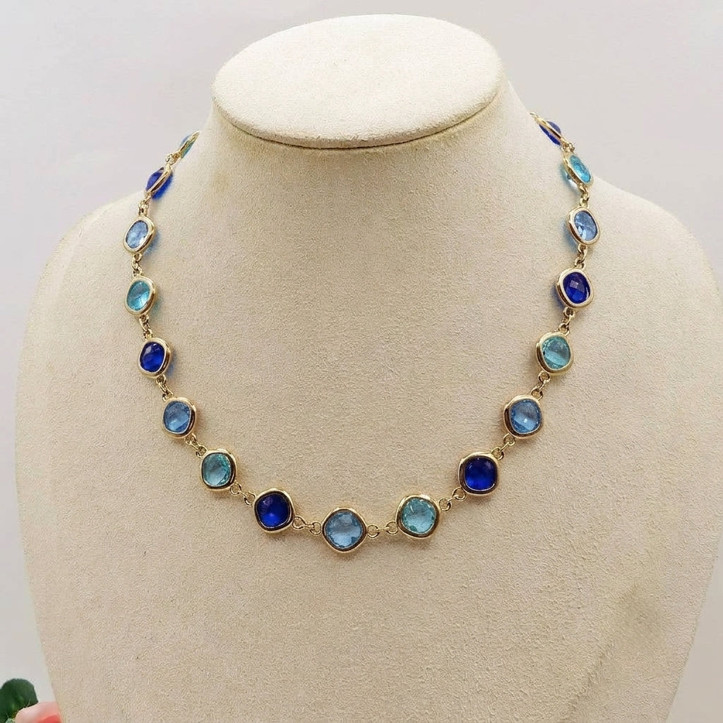 SABRINA Collana girocollo con cubic zirconia colori degradè IN ACCIAIO INOSSIDABILE
