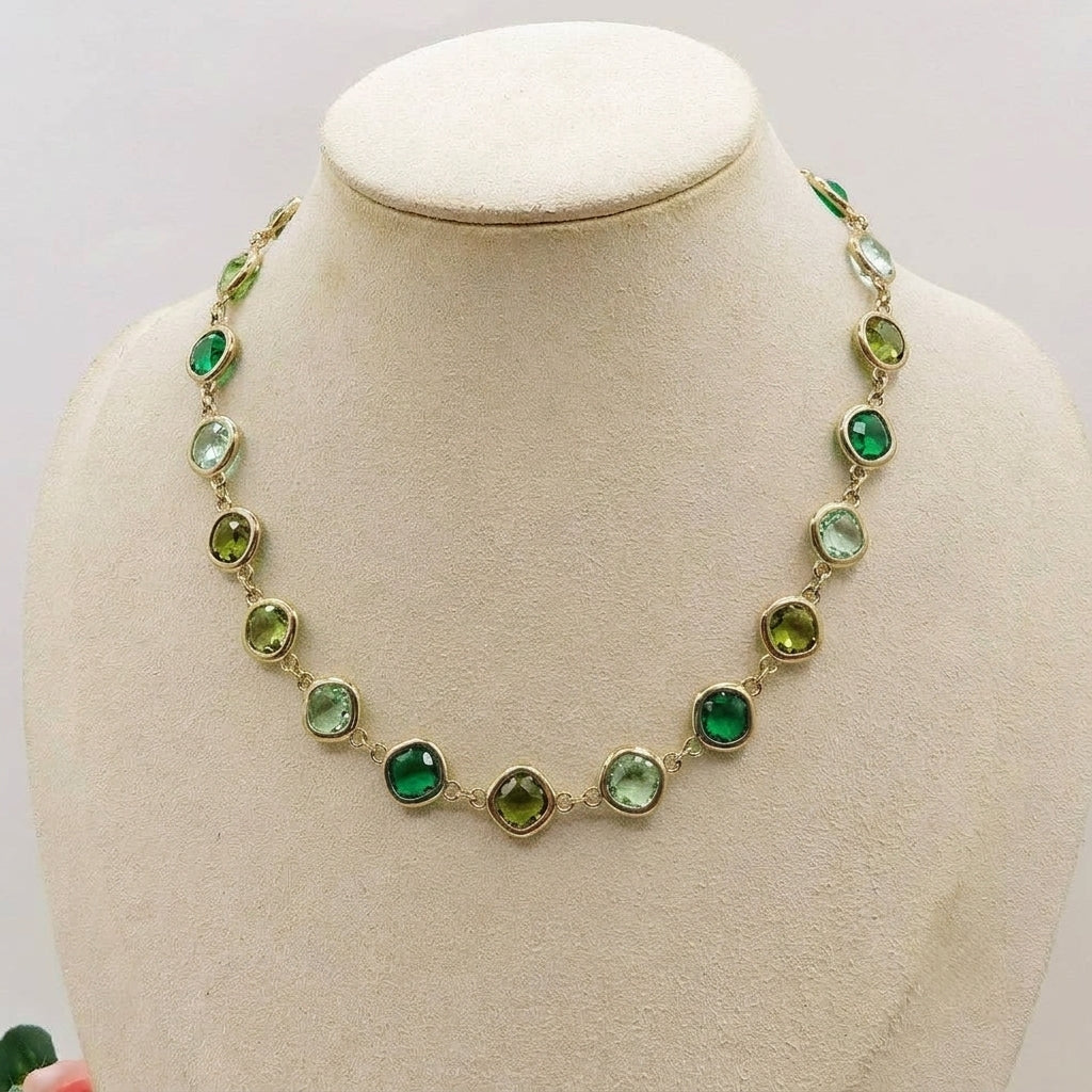 SABRINA Collana girocollo con cubic zirconia colori degradè IN ACCIAIO INOSSIDABILE