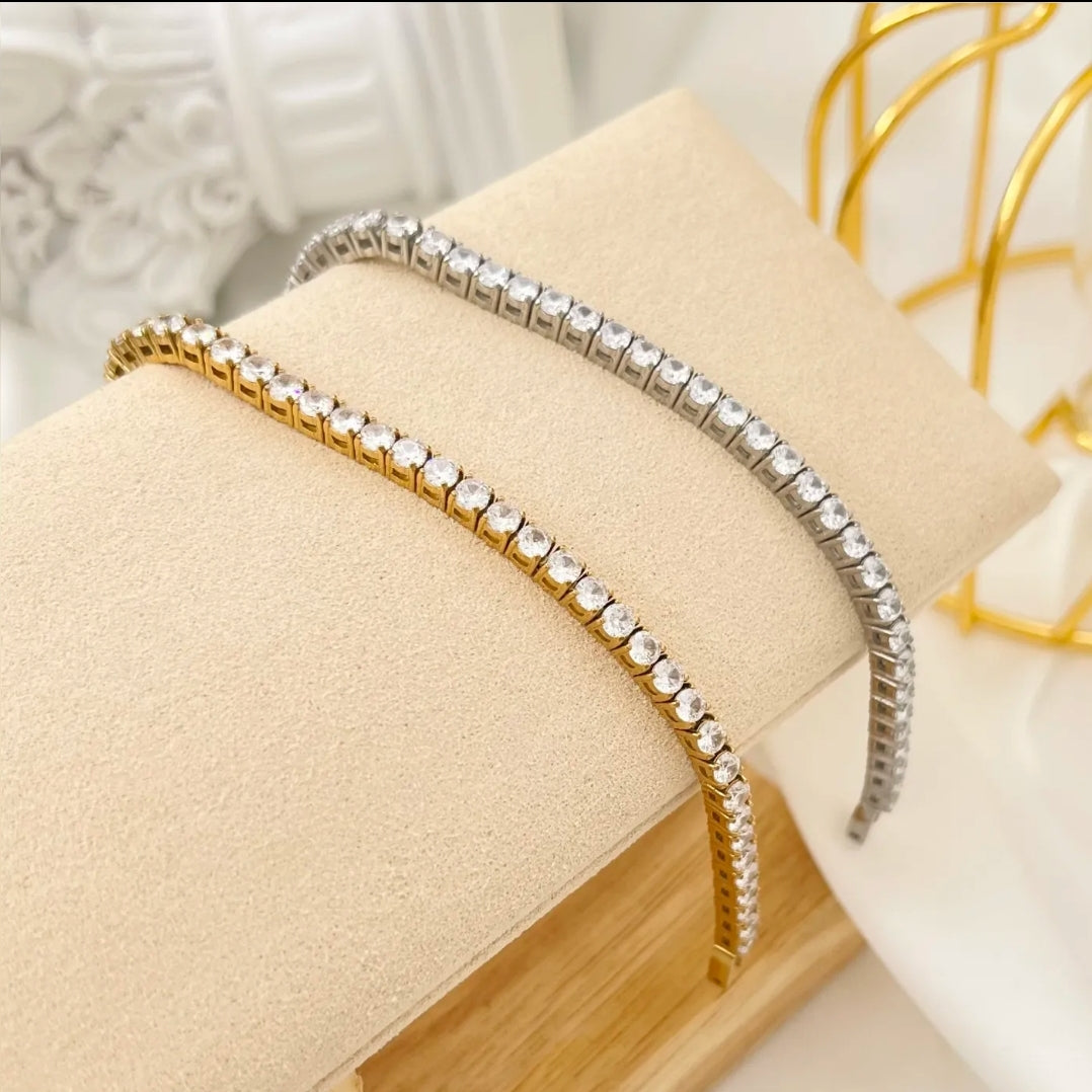 Melanie LUXE ~Bracciale tennis in Cubic Zirconia - ACCIAIO INOSSIDABILE