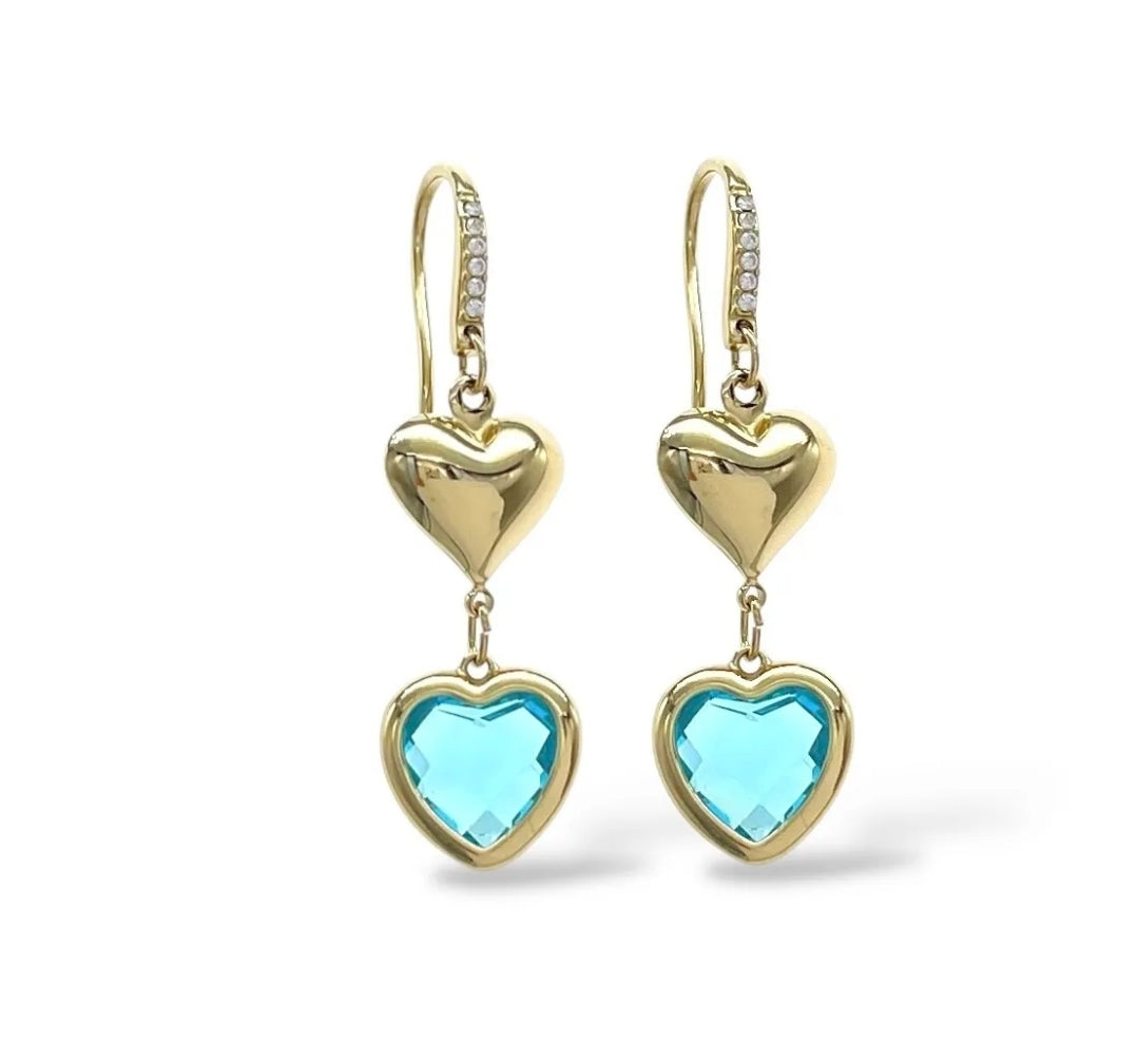 ROSALIE Paio orecchini monachella con cuori bombè e in cubic zirconia IN ACCIAIO INOSSIDABILE