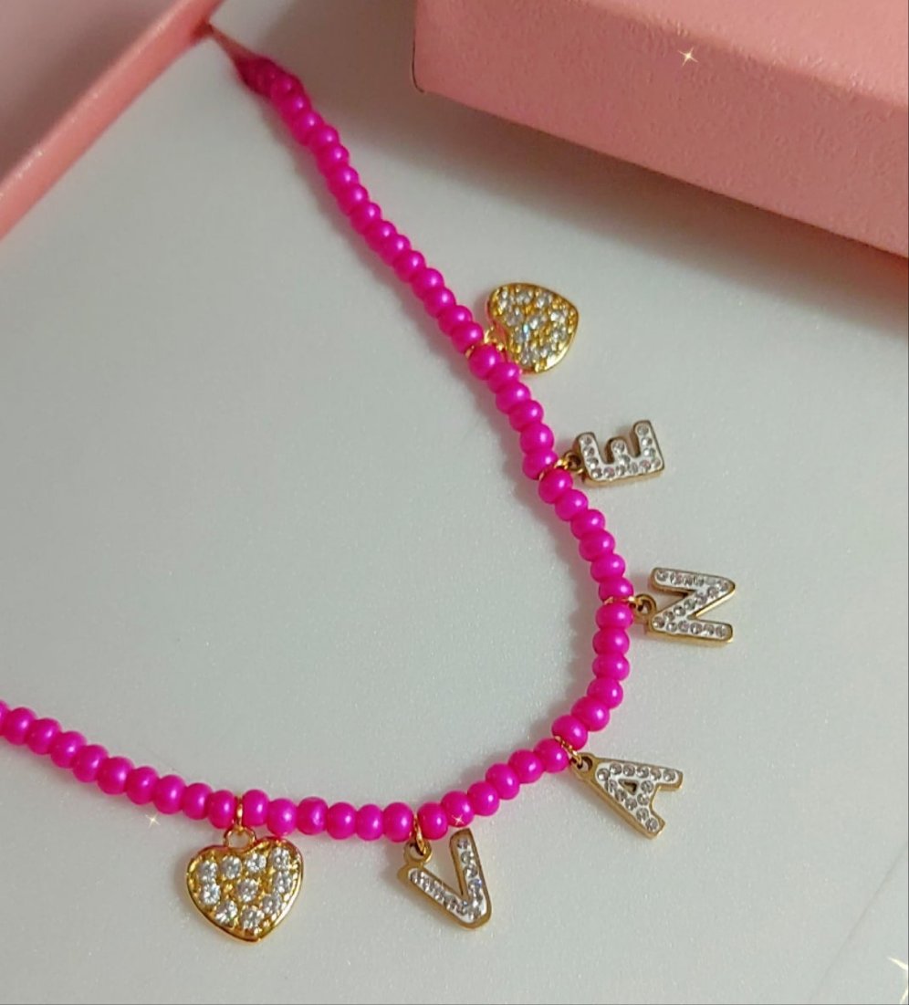 CHOKER Perle colours Con Nome personalizzato in Acciaio Inox