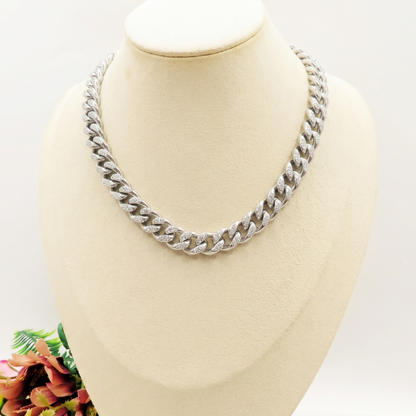 Madison ~ STAINLESS STEEL cuban chain+ zirconia necklace
