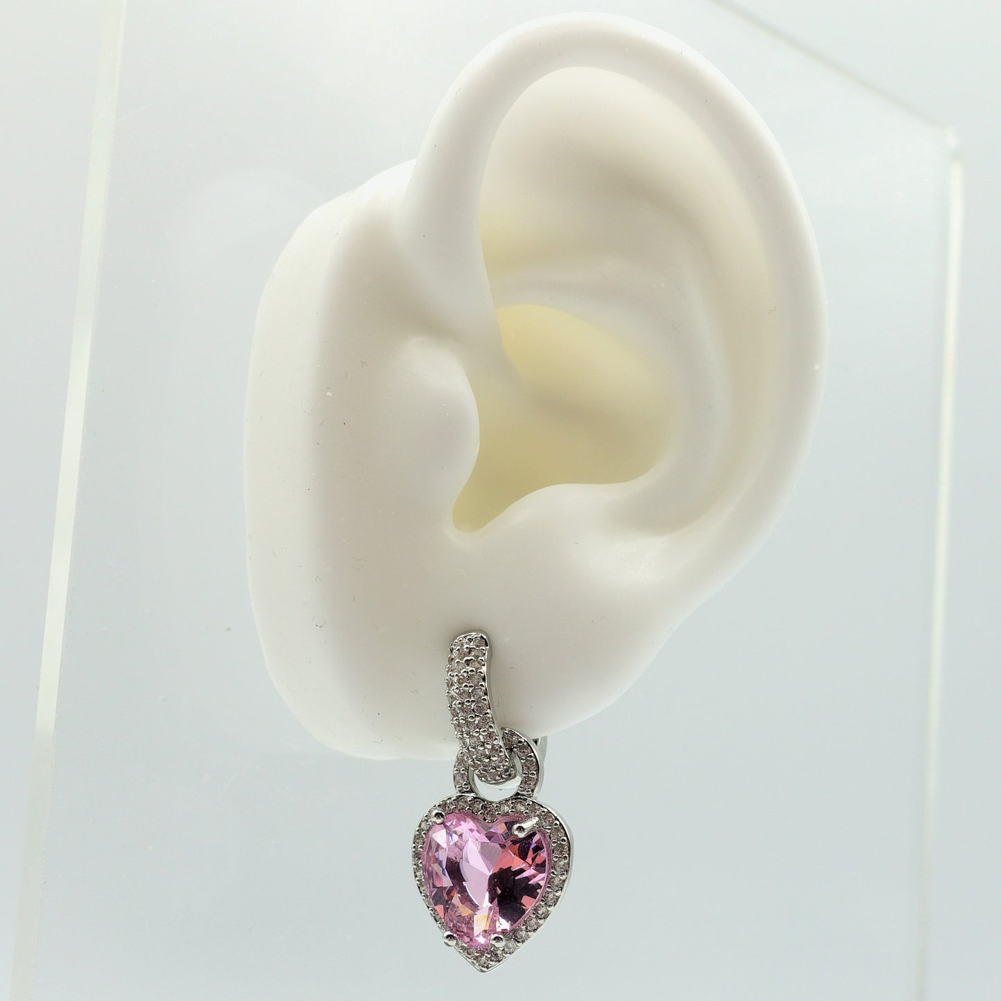 AURORA HOOPS ~ Orecchini mini cerchi zirconati FULL in Cubic Zirconia a forma di cuore