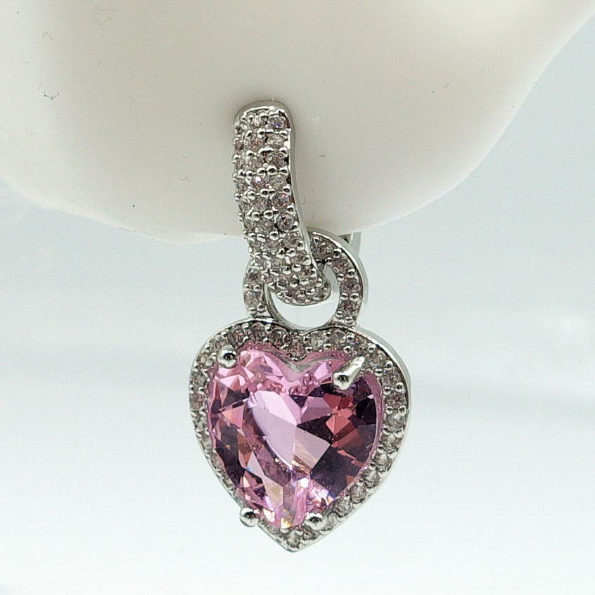 AURORA HOOPS ~ Orecchini mini cerchi zirconati FULL in Cubic Zirconia a forma di cuore
