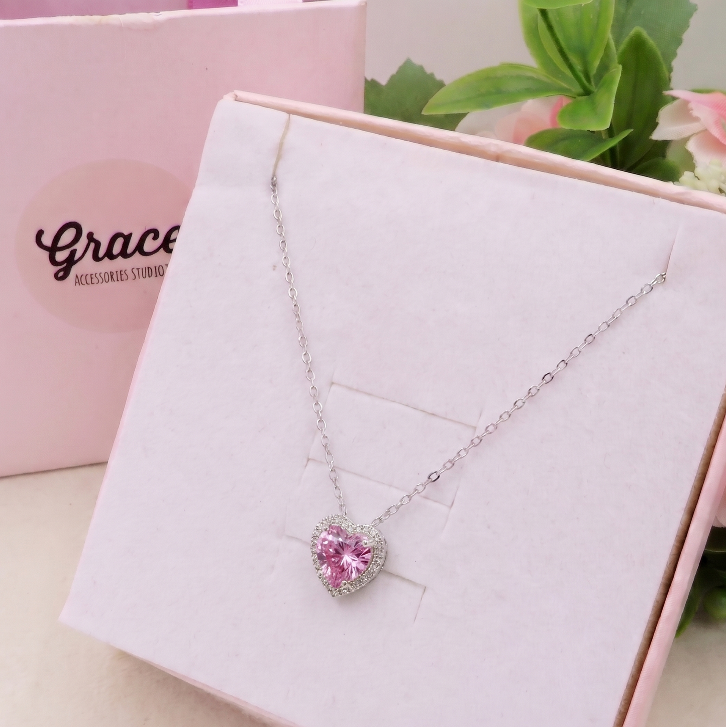 DIANA - ACCIAIO INOSSIDABILE- collana con pendente cuore in cubic zirconia tanti colori