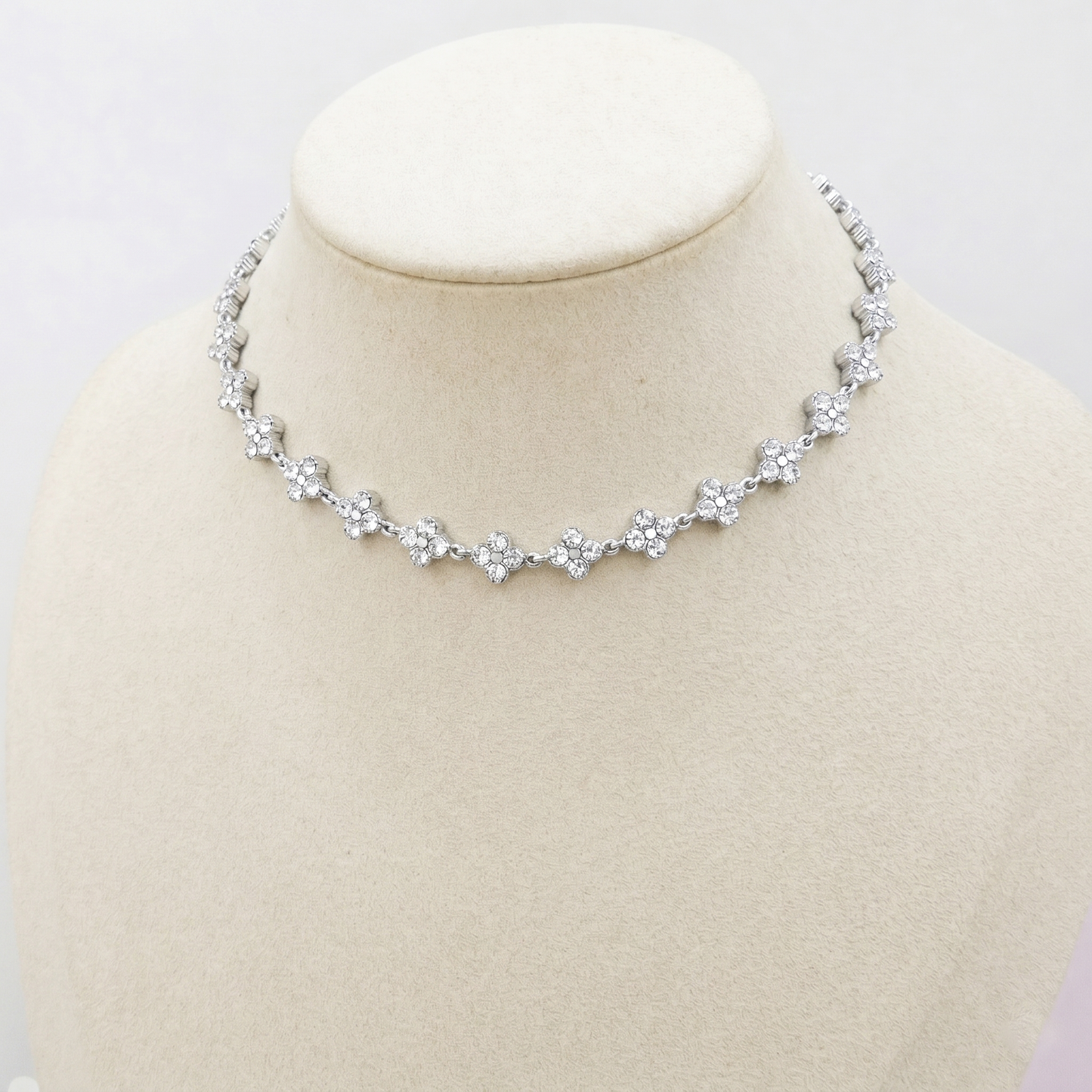 CASSIA~ACCIAIO INOSSIDABILE - Collana tennis quadrifogli RAINBOW con cubic zirconia