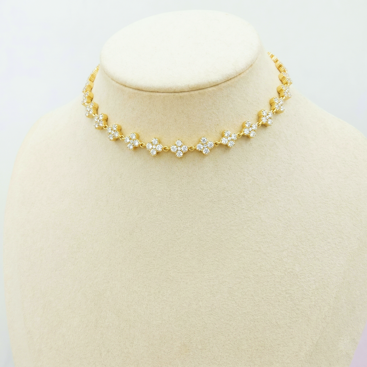 CASSIA~ACCIAIO INOSSIDABILE - Collana tennis quadrifogli RAINBOW con cubic zirconia