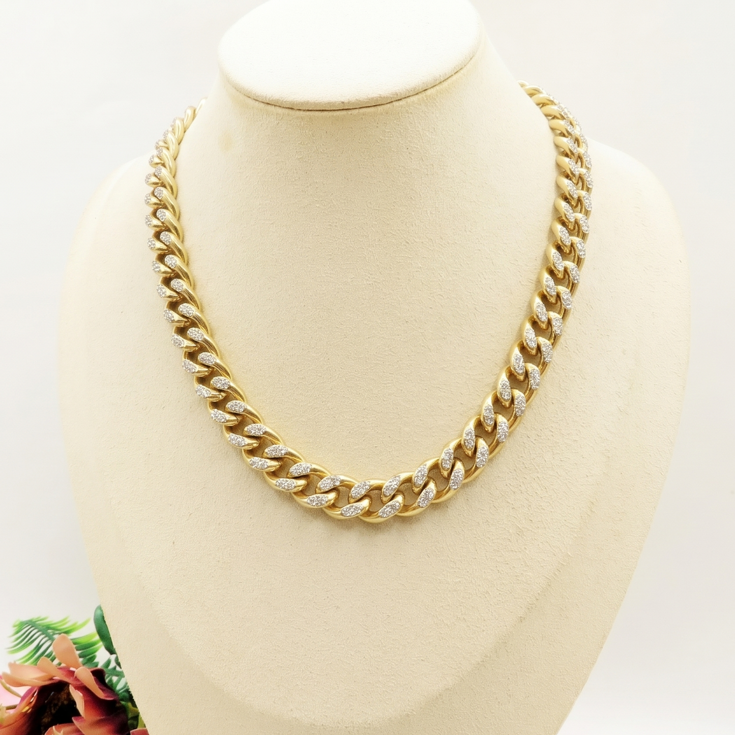 Madison ~ STAINLESS STEEL cuban chain+ zirconia necklace