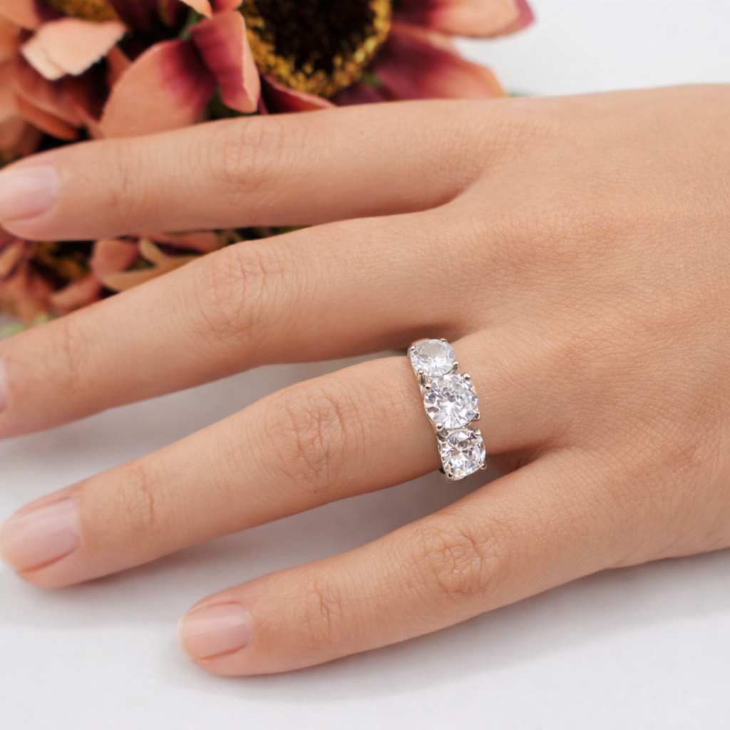 TRILOGY - ACCIAIO INOSSIDABILE ~ Anello con cubic zirconia alta qualità