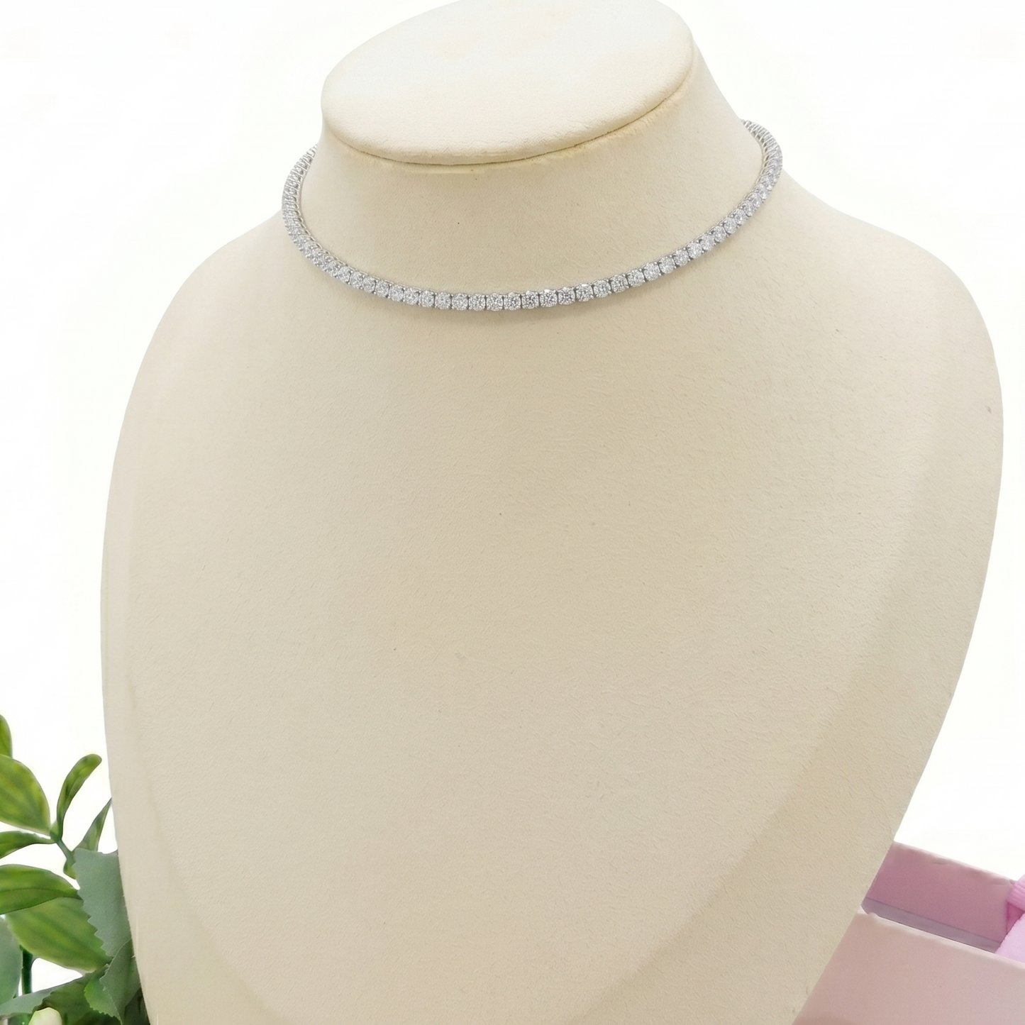 VEGAS ~ TENNIS CHOKER GIROCOLLO IN ACCIAIO INOSSIDABILE CON CUBIC  ZIRCONIA
