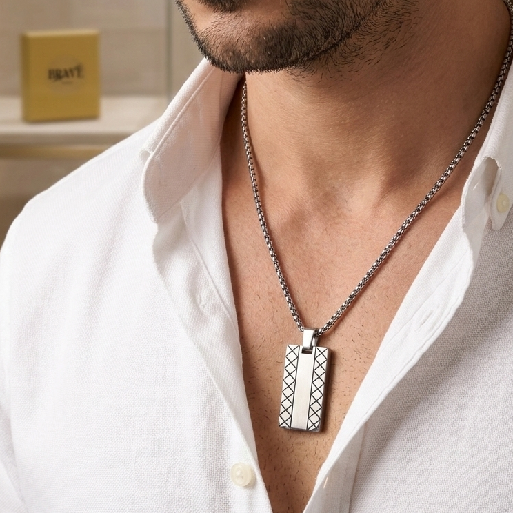 VALDYR Collana pendente TARGHETTA uomo ACCIAIO INOSSIDABILE