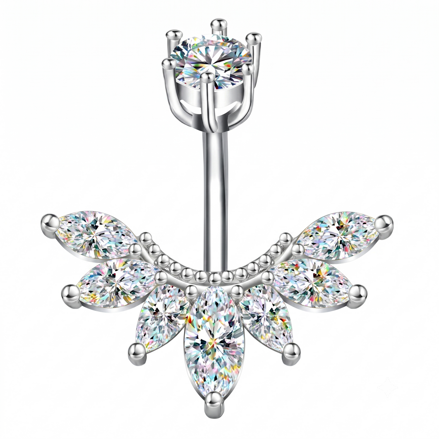MARQUISE PIERCING OMBELICO - ACCIAIO INOSSIDABILE chirurgico 316L con cubic zirconia per belly button 14G