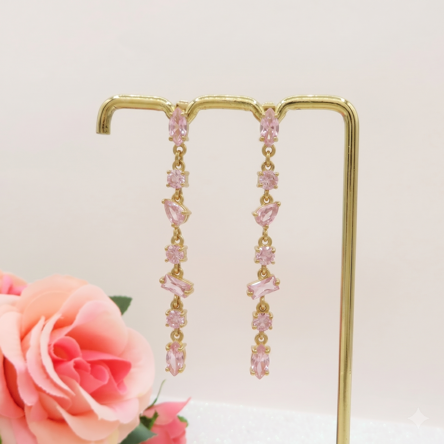 GLOWY DROP ~ paio Orecchini ACCIAIO INOSSIDABILE pendenti con pietre in cubic zirconia