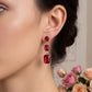 MARGOT DOUBLE SQUARE ~ ACCIAIO INOSSIDABILE ~ Orecchini pendenti con pietre sfaccettate
