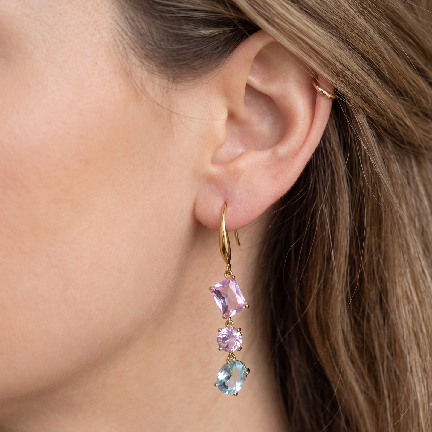 MERMAID - Orecchini in ACCIAIO INOSSIDABILE a monachella con cubic zirconia