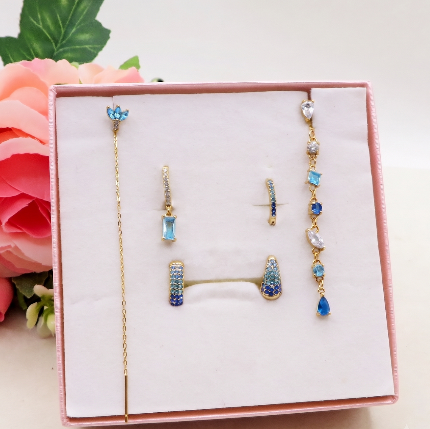 DEGRADE' COLOURS SET - ACCIAIO INOSSIDABILE - 6 Orecchini pendenti in cubic zirconia
